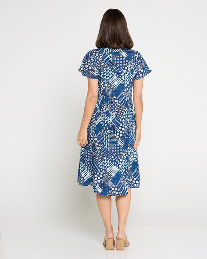 Brighton Petite Dress - Navy Bloomscape