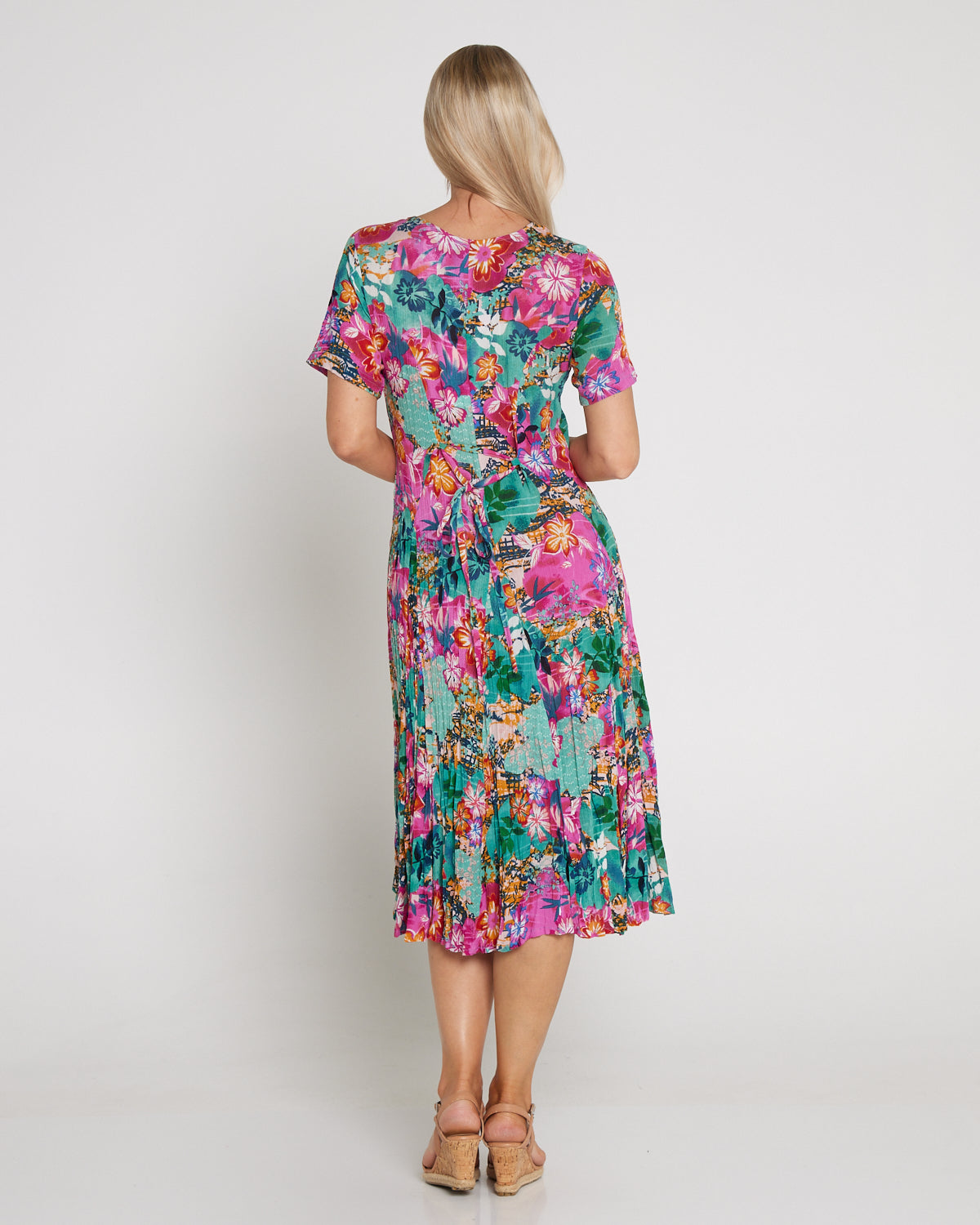 Short Sleeve Godet Dress - Selaron