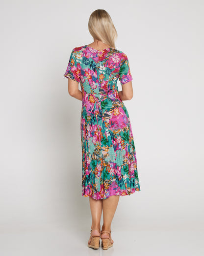 Short Sleeve Godet Dress - Selaron