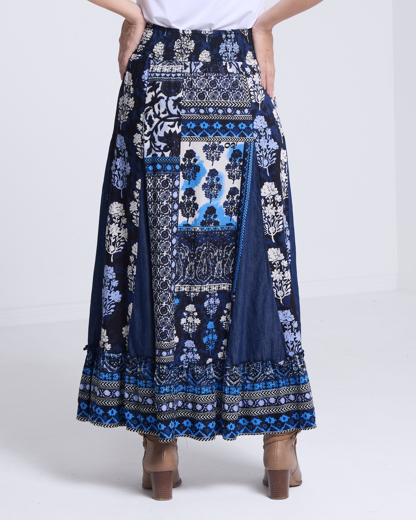 Bhadoi Skirt - Blue Patchwork