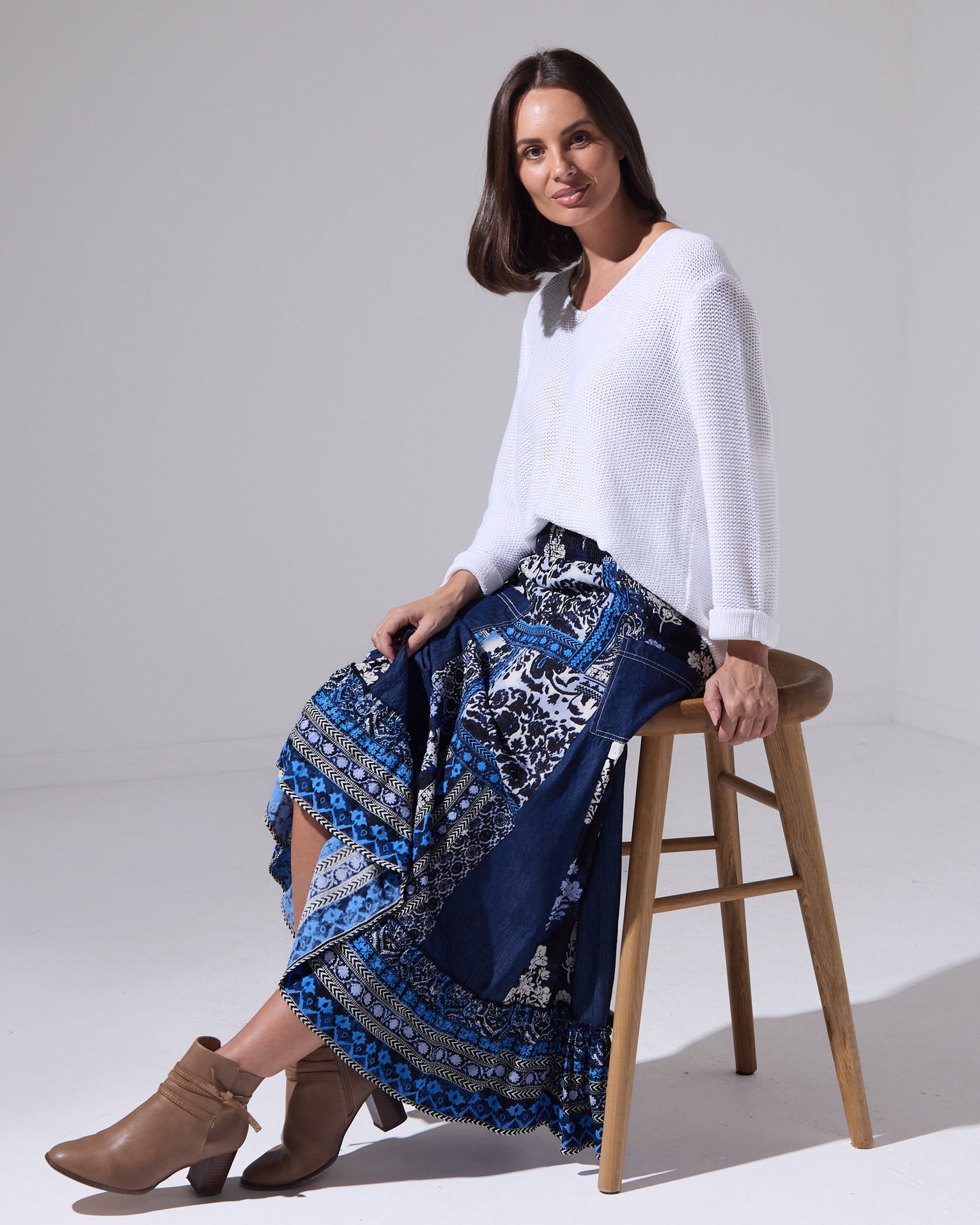 Bhadoi Skirt - Blue Patchwork