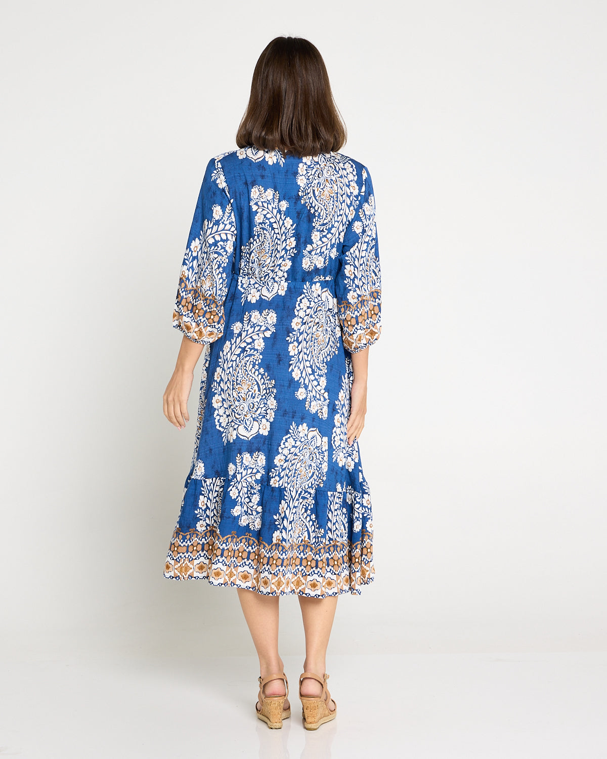 Ainsley Dress - Blue Jacobean
