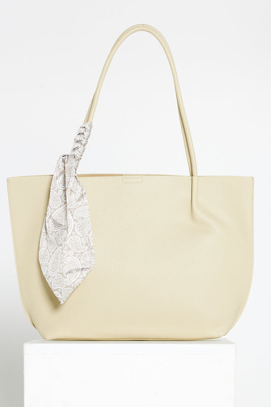 Faith Tote Bag & Clutch - Beige