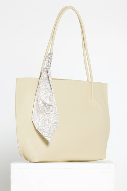 Faith Tote Bag & Clutch - Beige