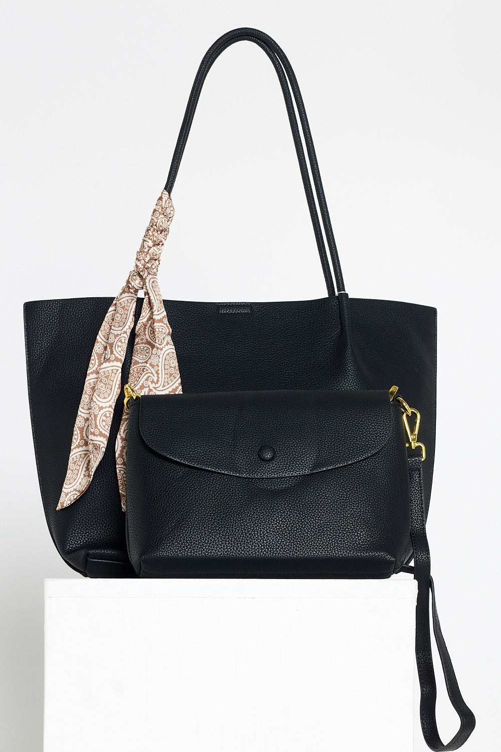 Faith Tote Bag & Clutch - Black