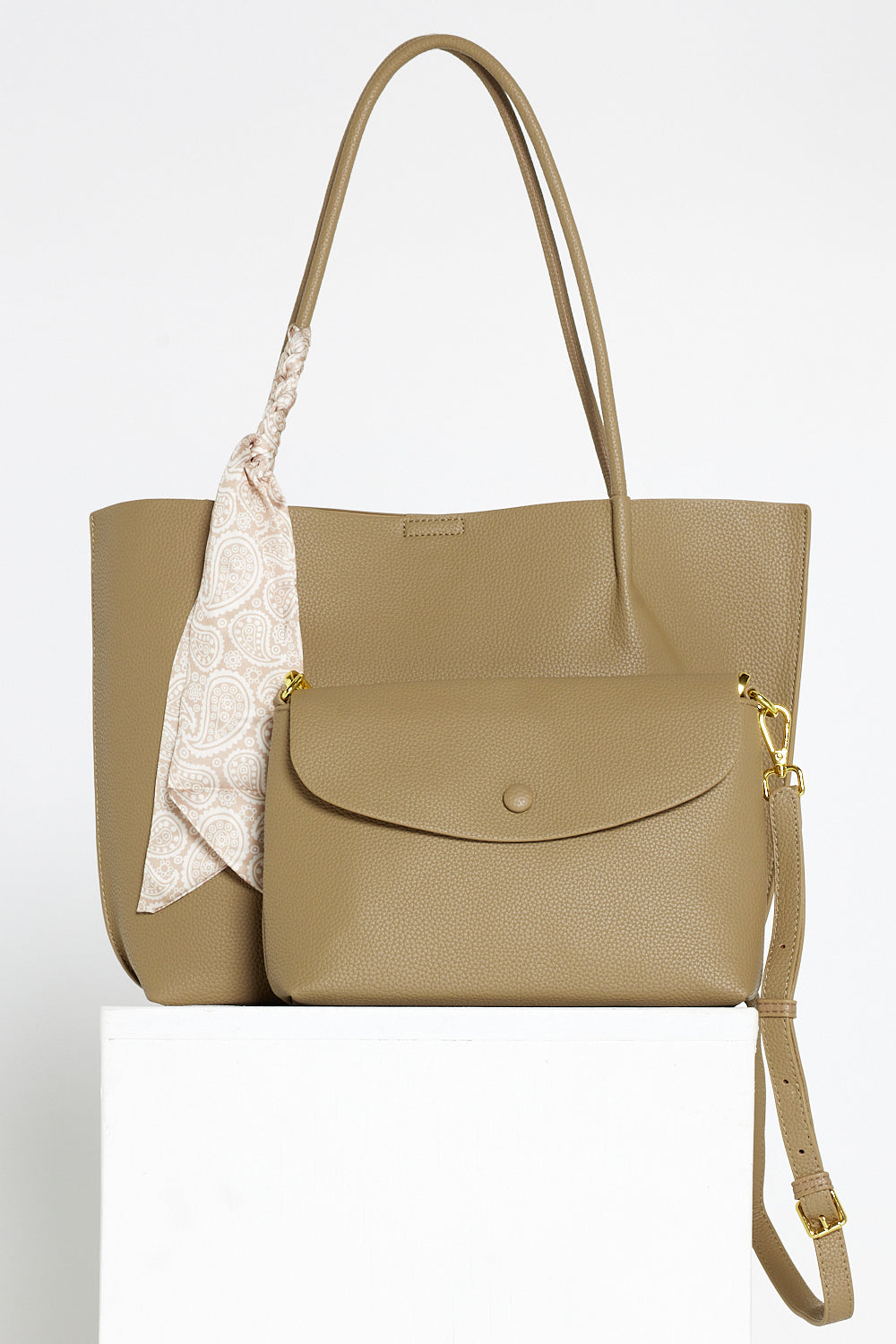 Faith Tote Bag & Clutch - Khaki