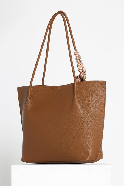 Faith Tote Bag & Clutch - Brown