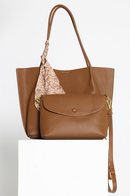 Faith Tote Bag & Clutch - Brown