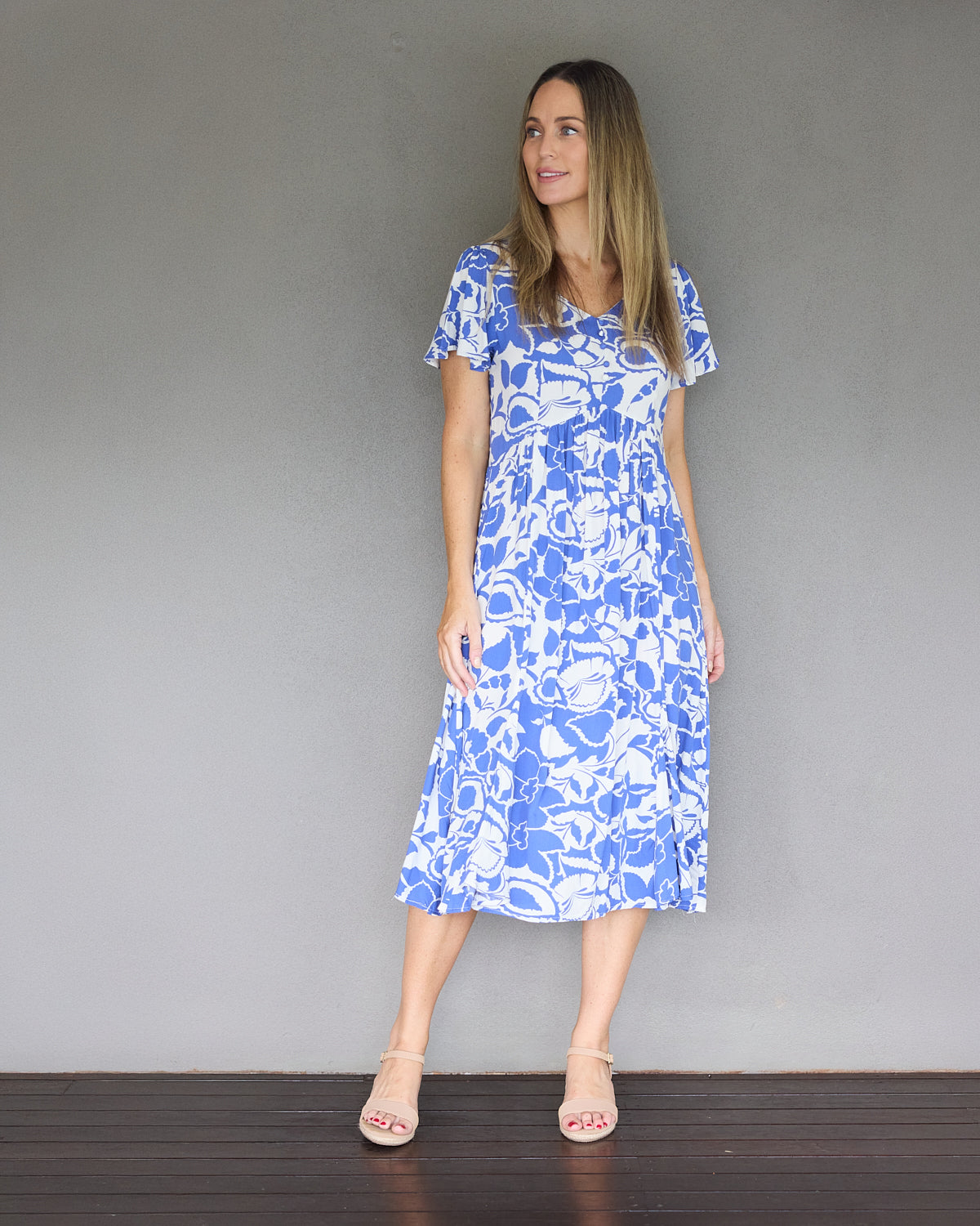 Cornwall Dress - Cobalt Garden
