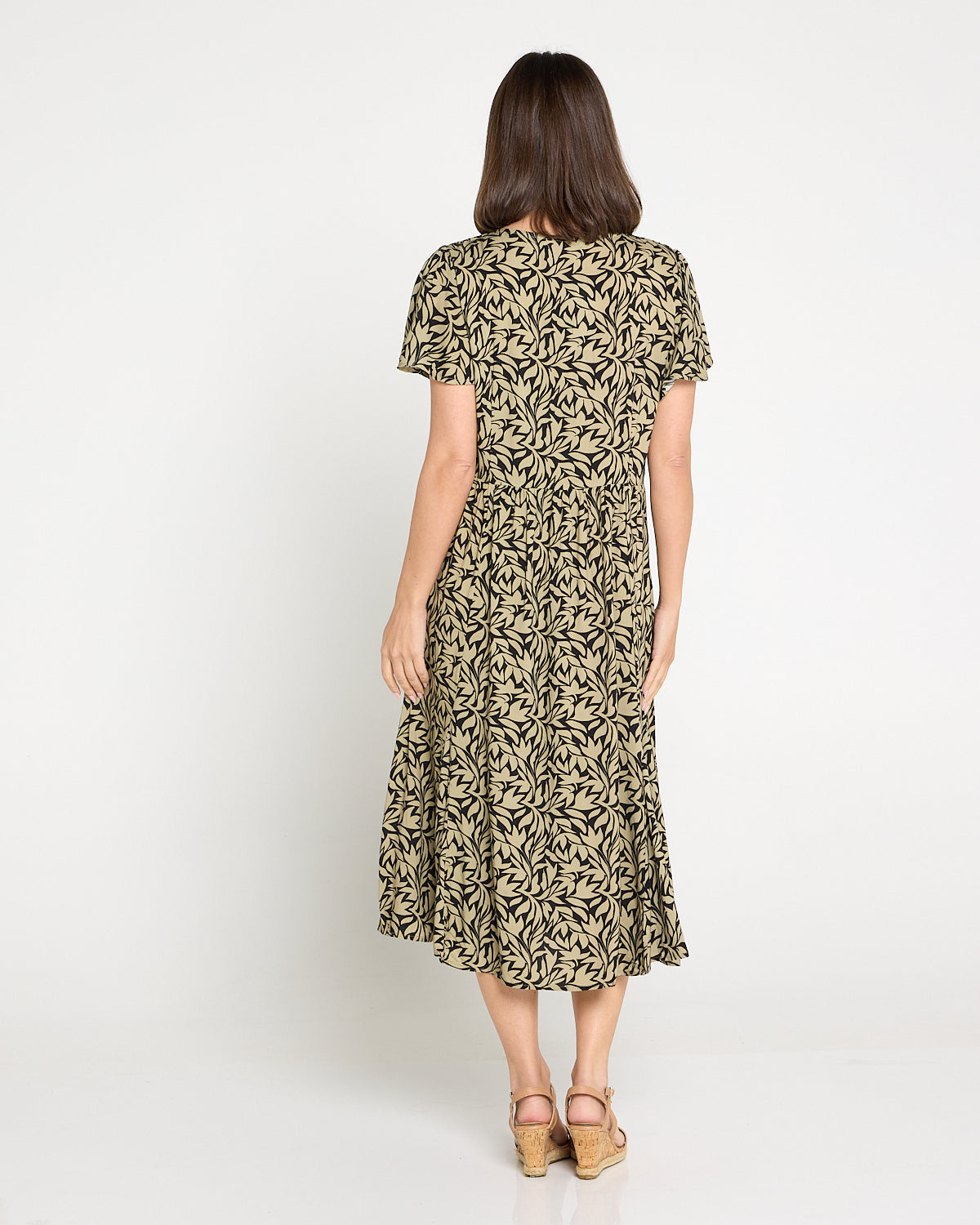 New Brighton Dress - Khaki Botanical