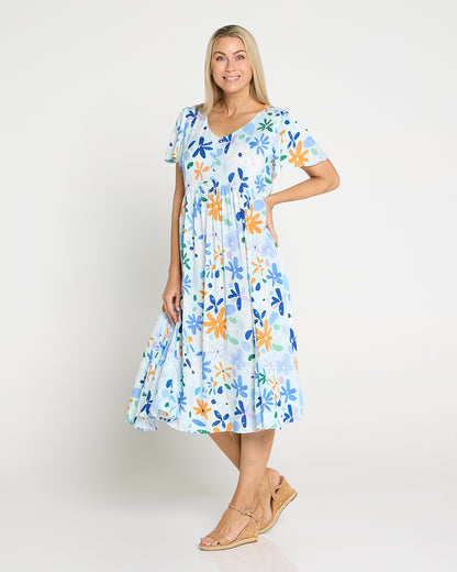 Cornwall Dress - Blue Daisies