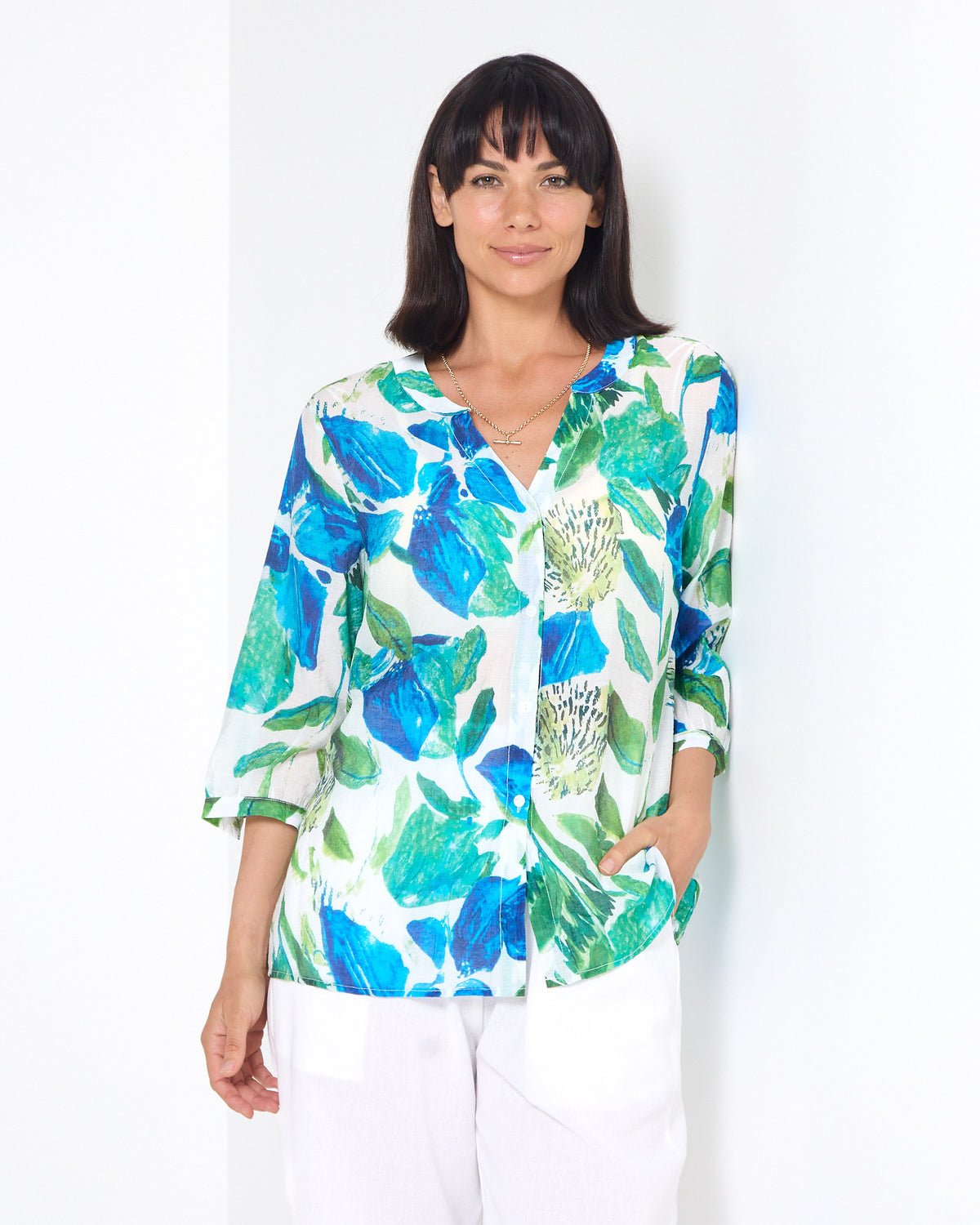 Carnegie Top - Cobalt Botanical