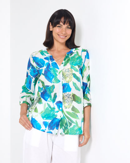 Carnegie Top - Cobalt Botanical