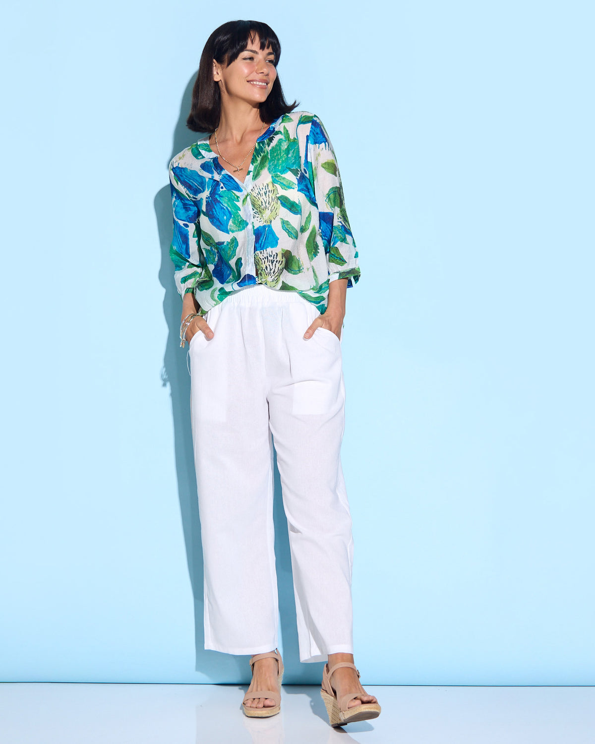 Carnegie Top - Cobalt Botanical