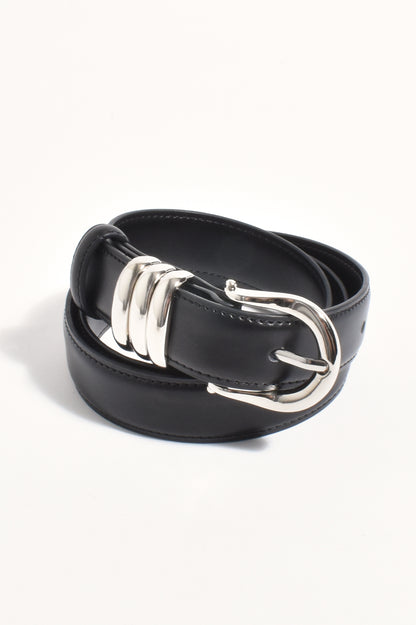 The Essential Metal Buckle Belt - Black/Silver