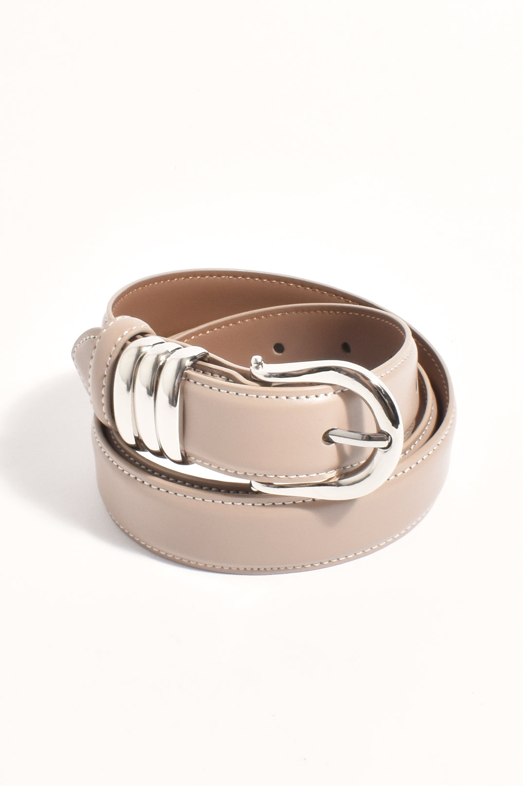 The Essential Metal Buckle Belt - Camel/Silver