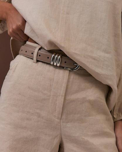 The Essential Metal Buckle Belt - Camel/Silver