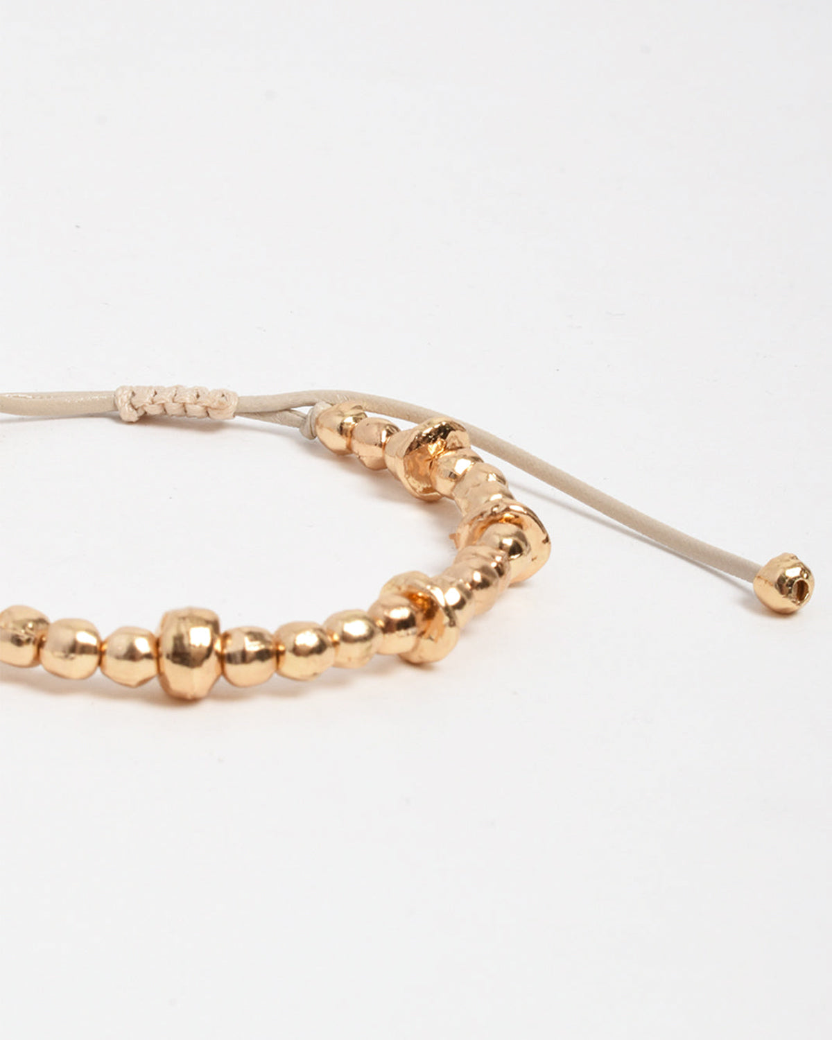 Adjustable Cord Metal Bead Bracelet - Camel