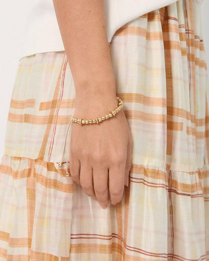 Adjustable Cord Metal Bead Bracelet - Camel