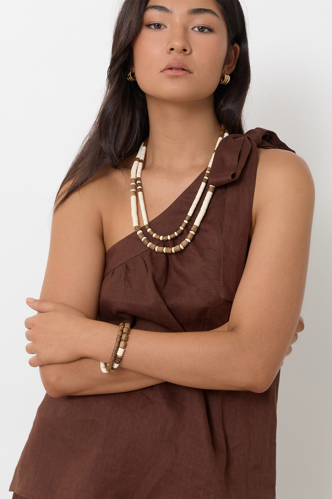 Timber and Stone Due Bracelet Set - Cream/Choc