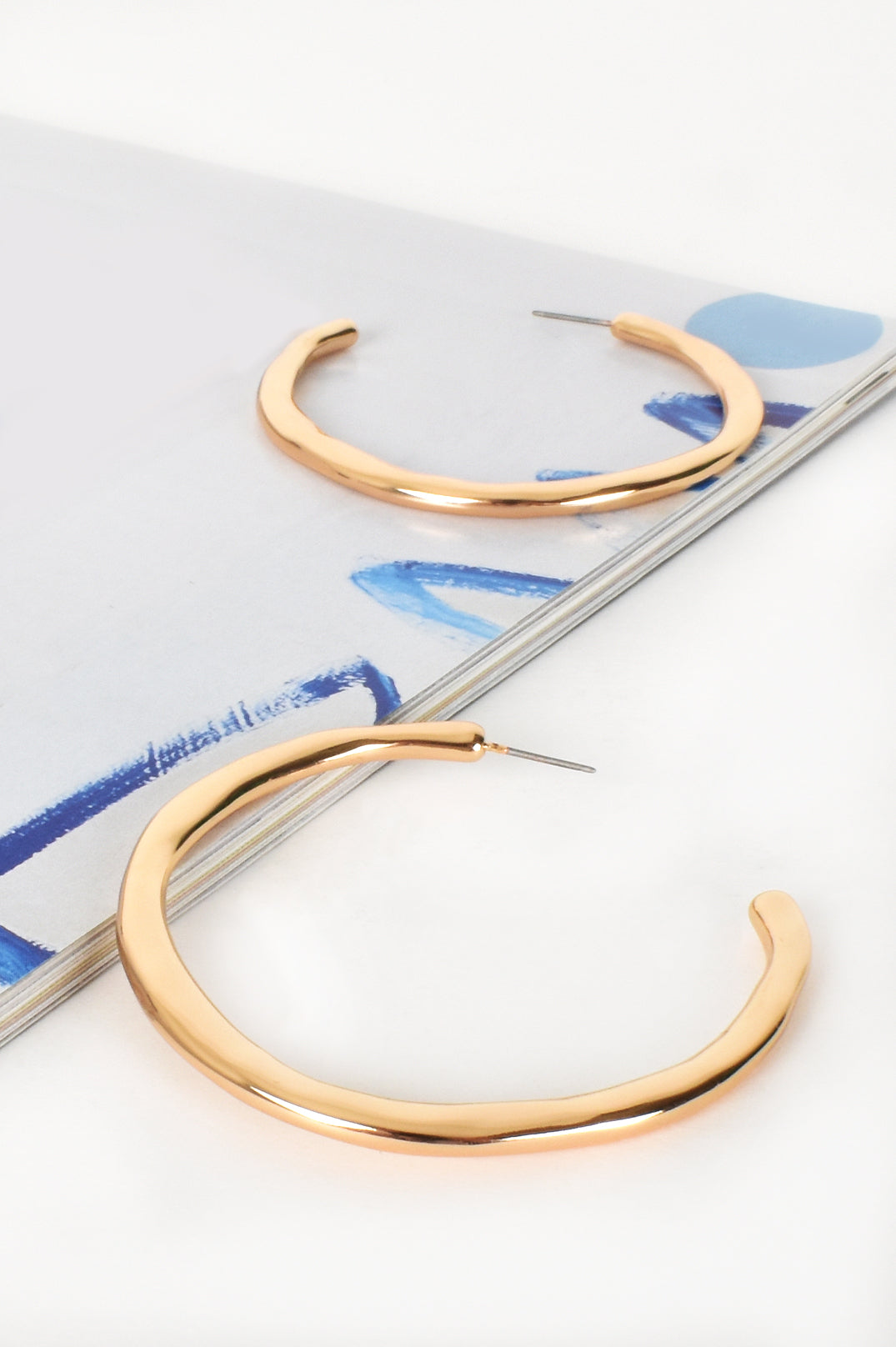Beaten Rounded Statement Hoops - Gold