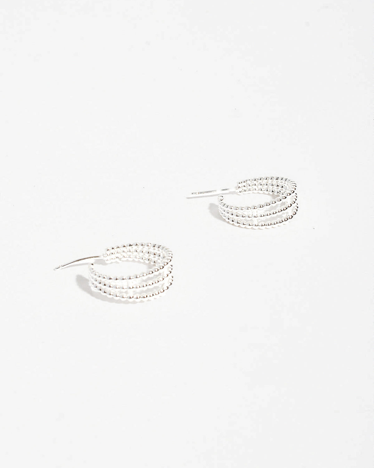 Mini Trio Metal Ball Hoops - Silver