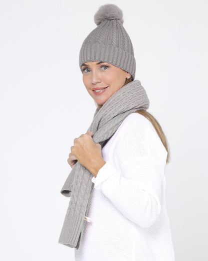 Ashland Scarf & Beanie - Silver Grey