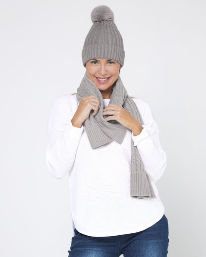Ashland Scarf & Beanie - Silver Grey