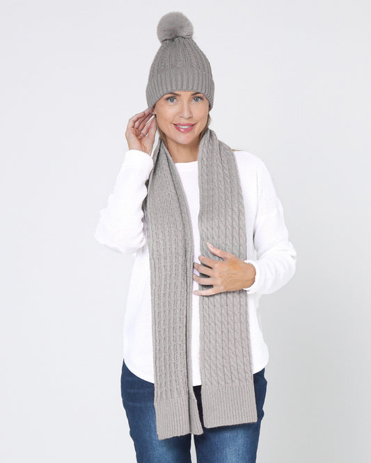 Ashland Scarf & Beanie - Silver Grey