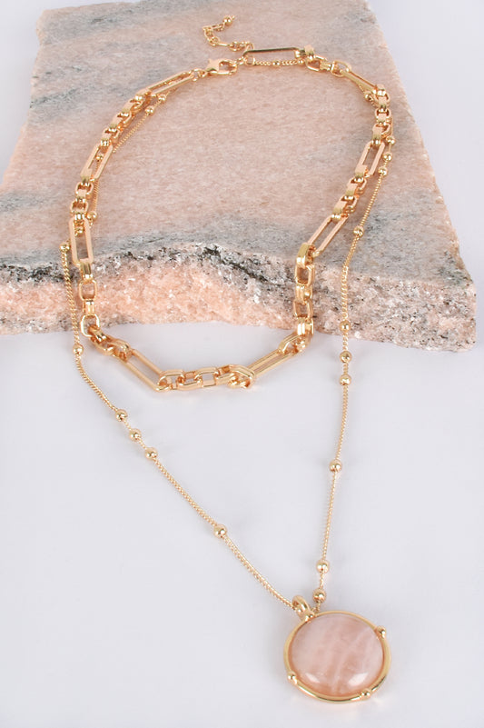 Tiahn Layered Necklace - Gold / Rose