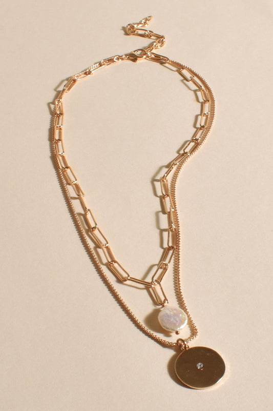 Aurora Layered Charm Necklace - Gold