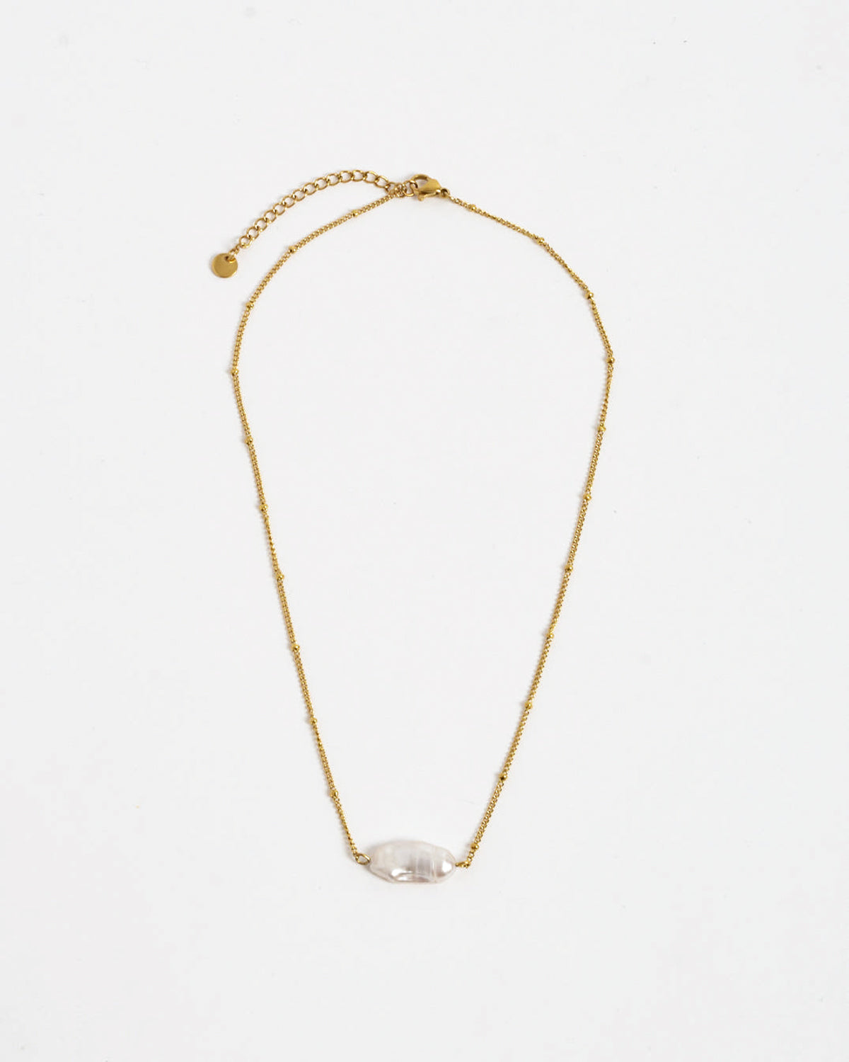 Dainty Chain Pearl Necklace - Gold/Pearl