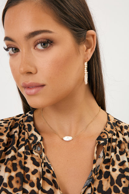 Dainty Chain Pearl Necklace - Gold/Pearl