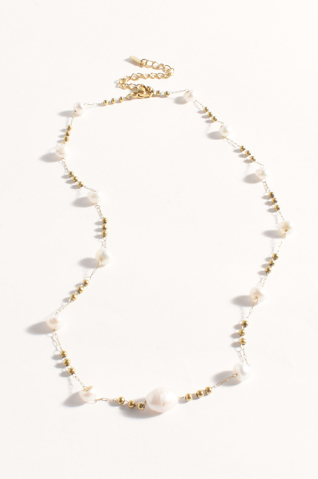 Elegant Chain Pearl Necklace - Gold/Pearl