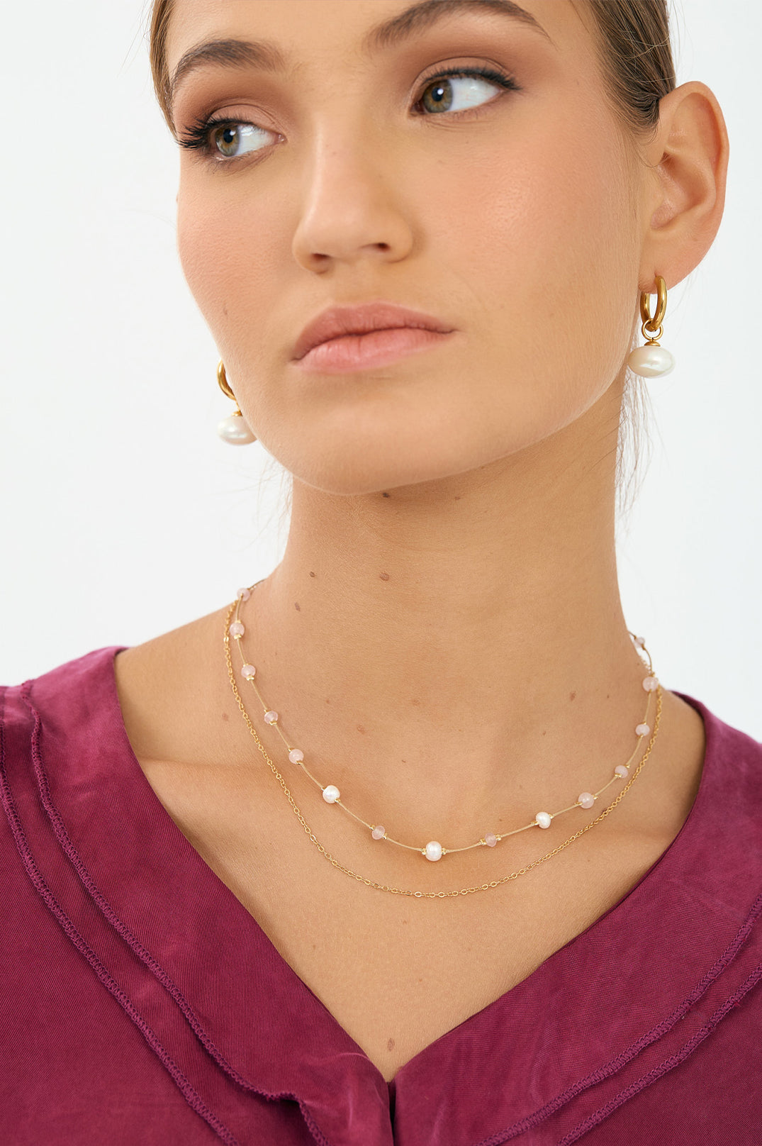 Bettani Layered Necklace - Gold/Tan