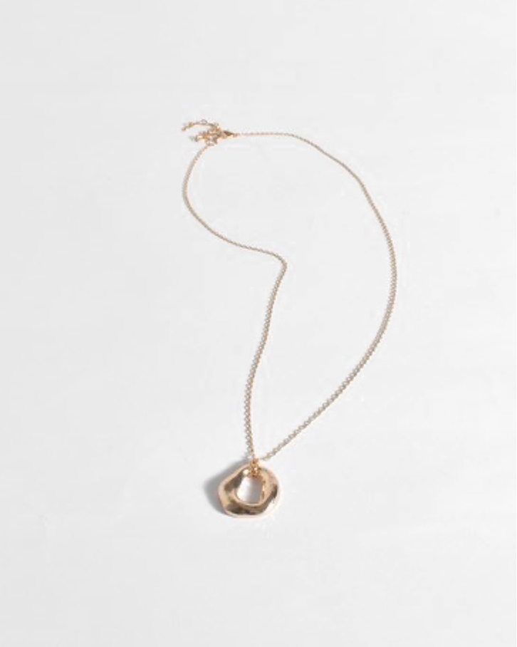 Long Ring Drop Pendant Necklace - Gold