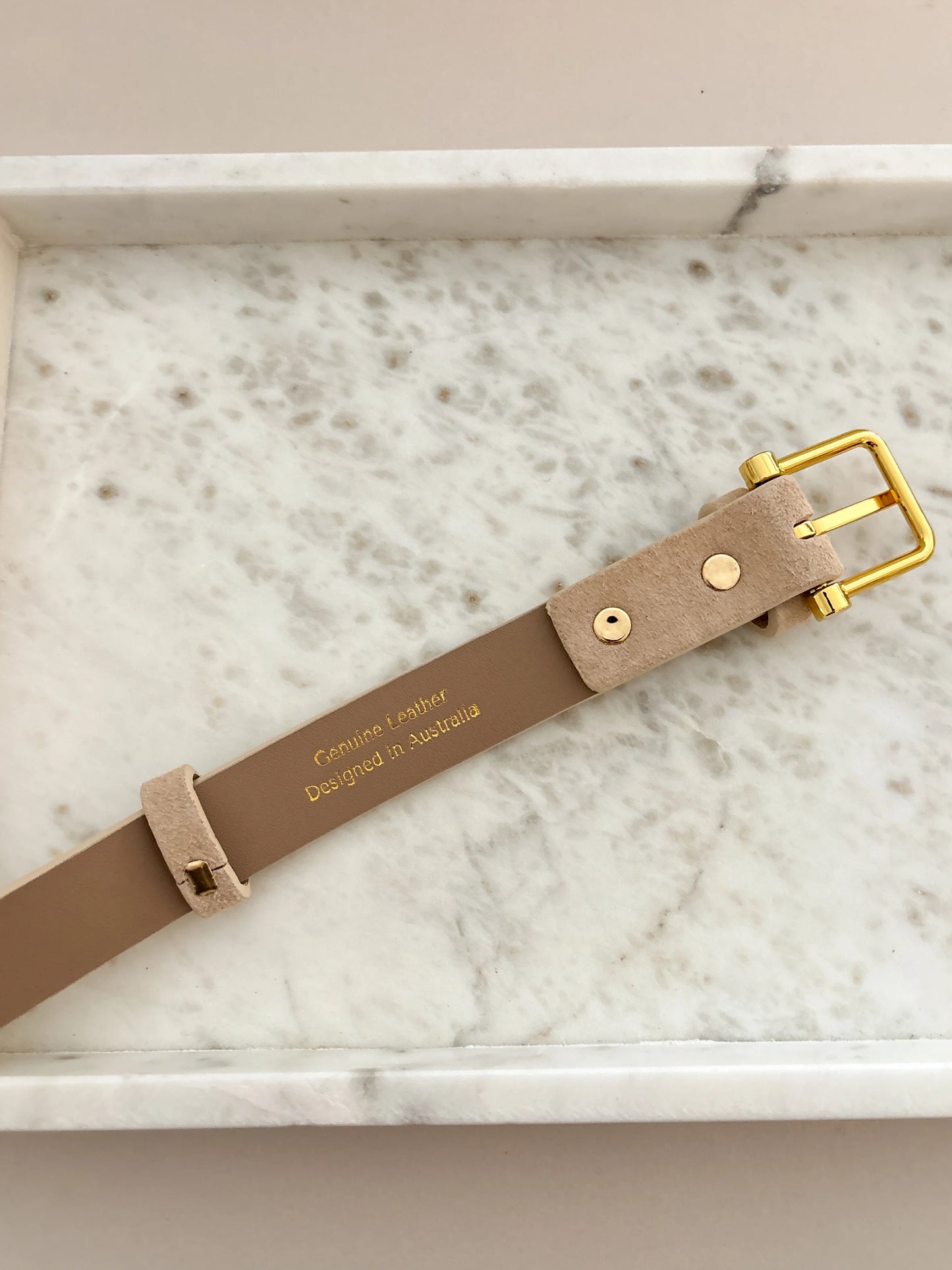 Halley Suede Buckle Belt in Stone
