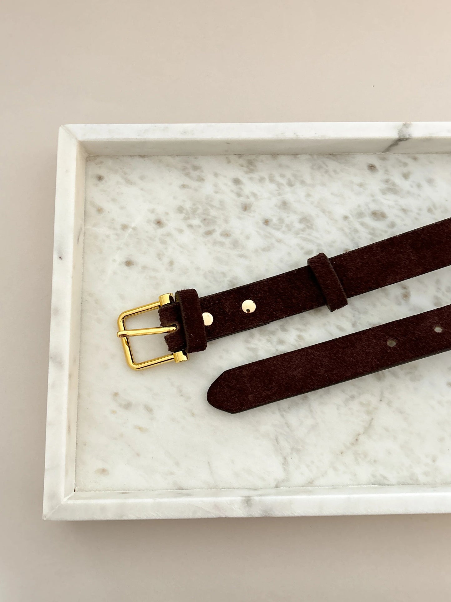 Halley Suede Buckle Belt in Brown