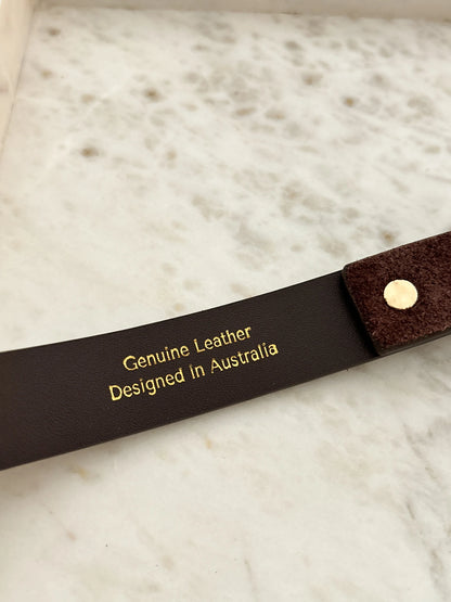 Halley Suede Buckle Belt in Brown