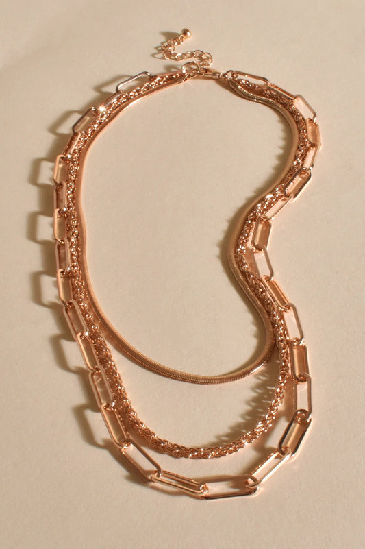 Ashly Mixed Chain Necklace - Gold