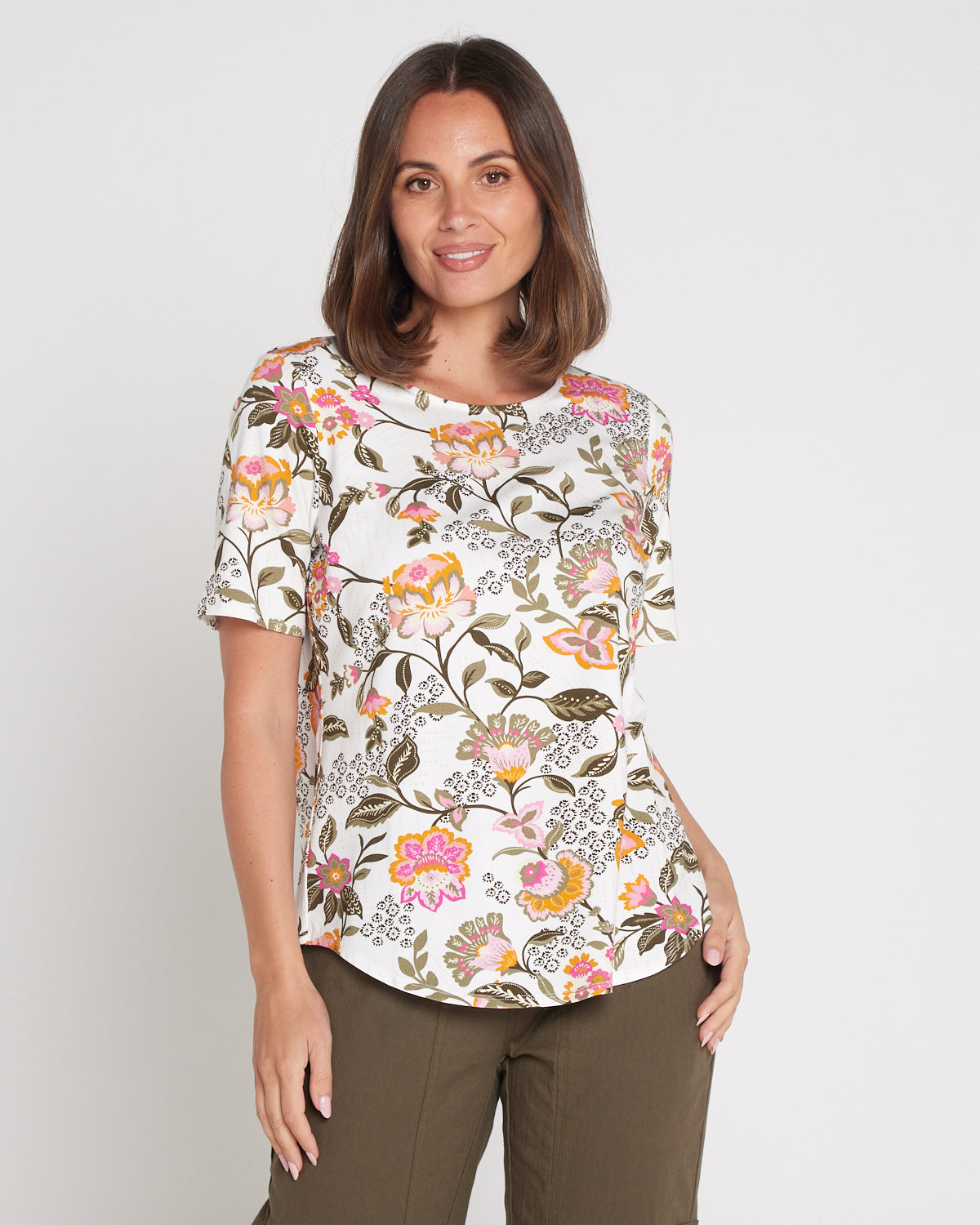 Ava Cotton & Modal Tee - Summer Jacobean Floral