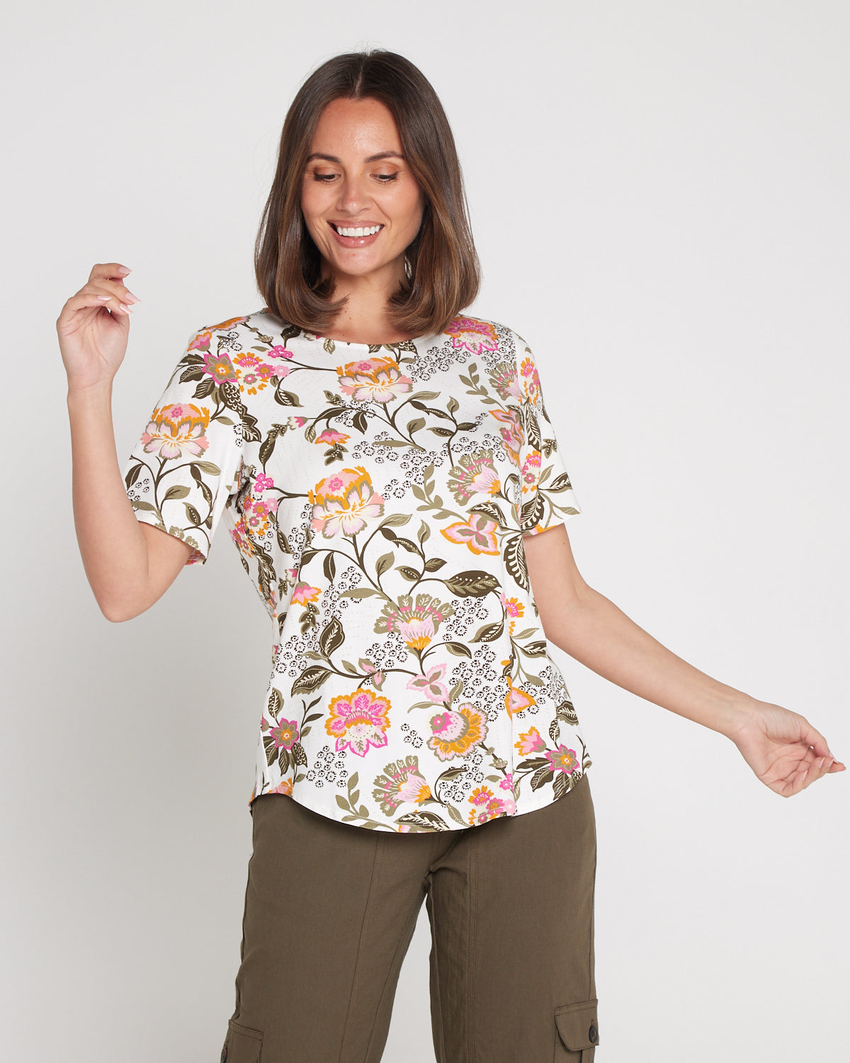 Ava Cotton & Modal Tee - Summer Jacobean Floral