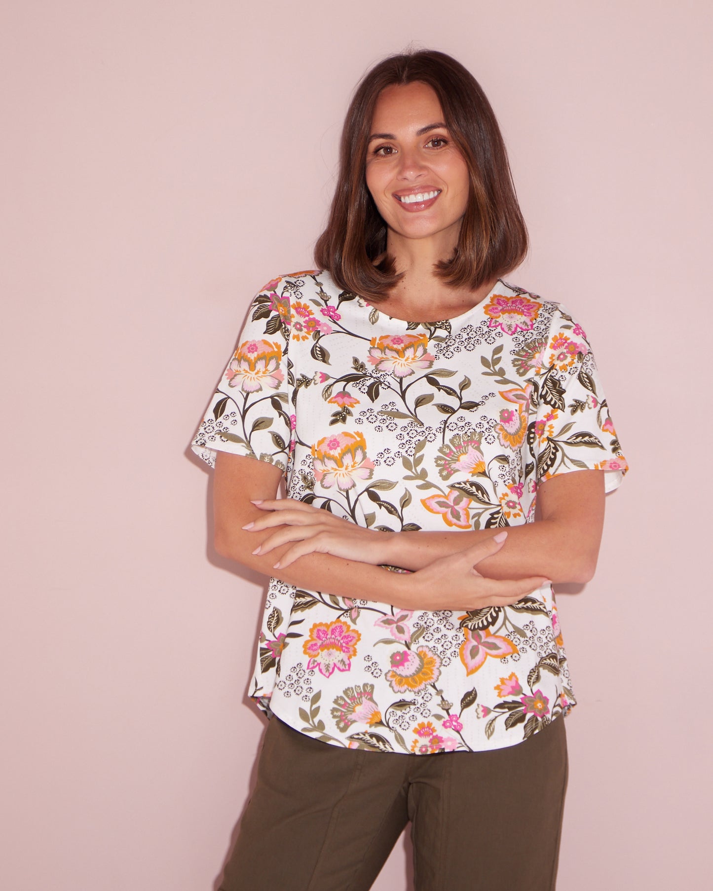 Ava Cotton & Modal Tee - Summer Jacobean Floral