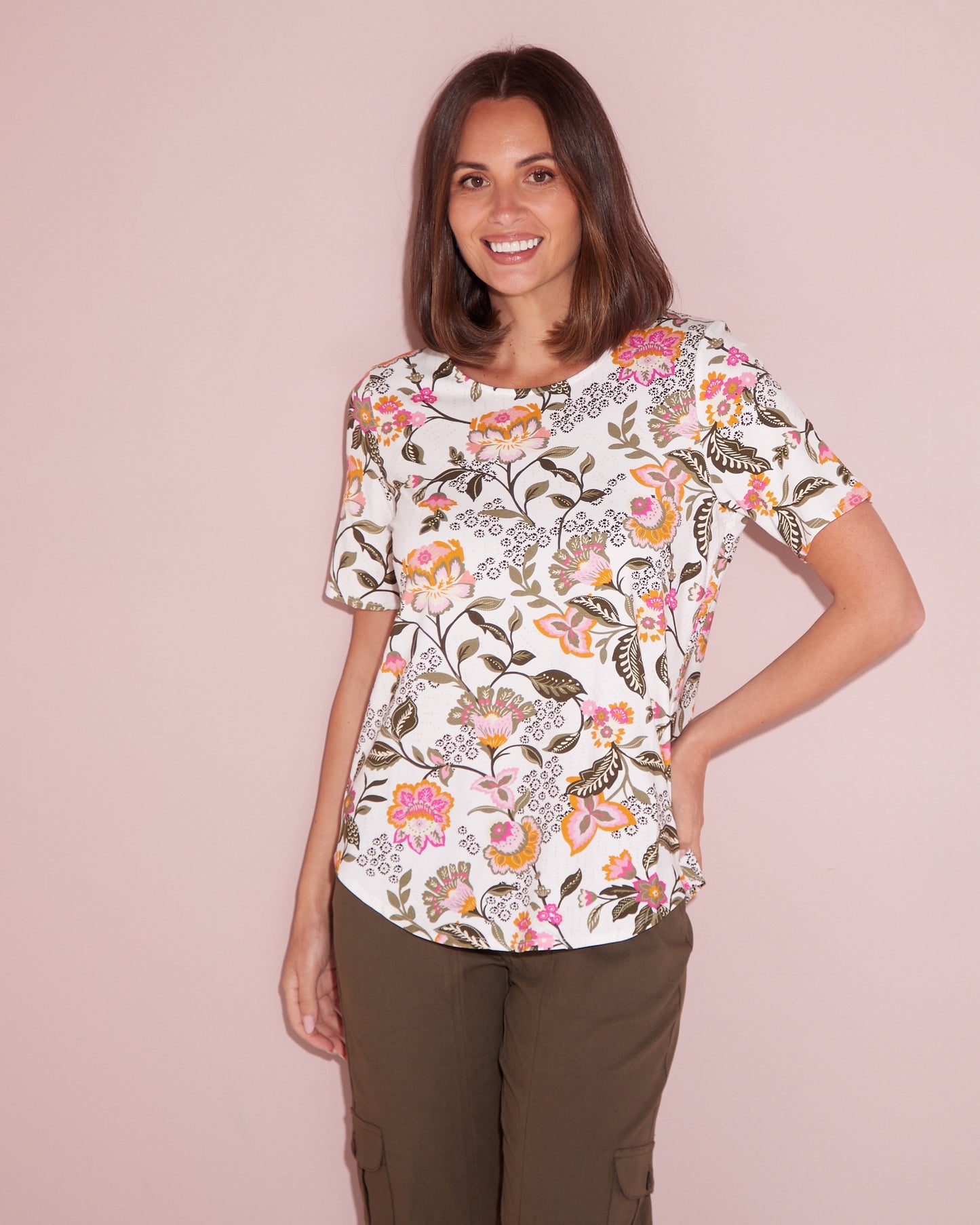 Ava Cotton & Modal Tee - Summer Jacobean Floral