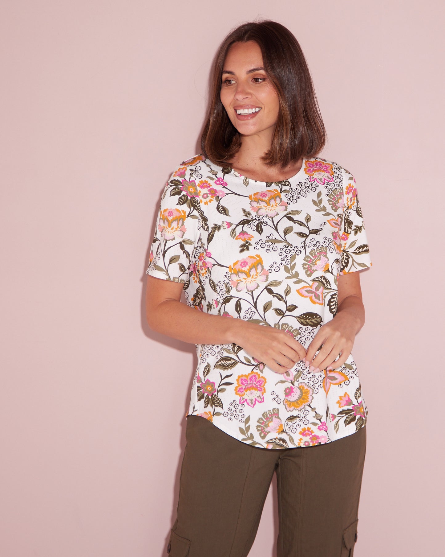 Ava Cotton & Modal Tee - Summer Jacobean Floral