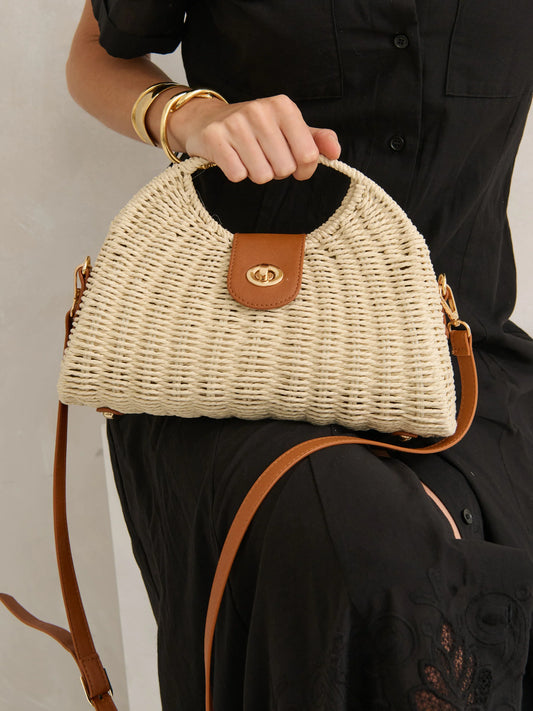 Maggie Summer Straw Bag - Beige