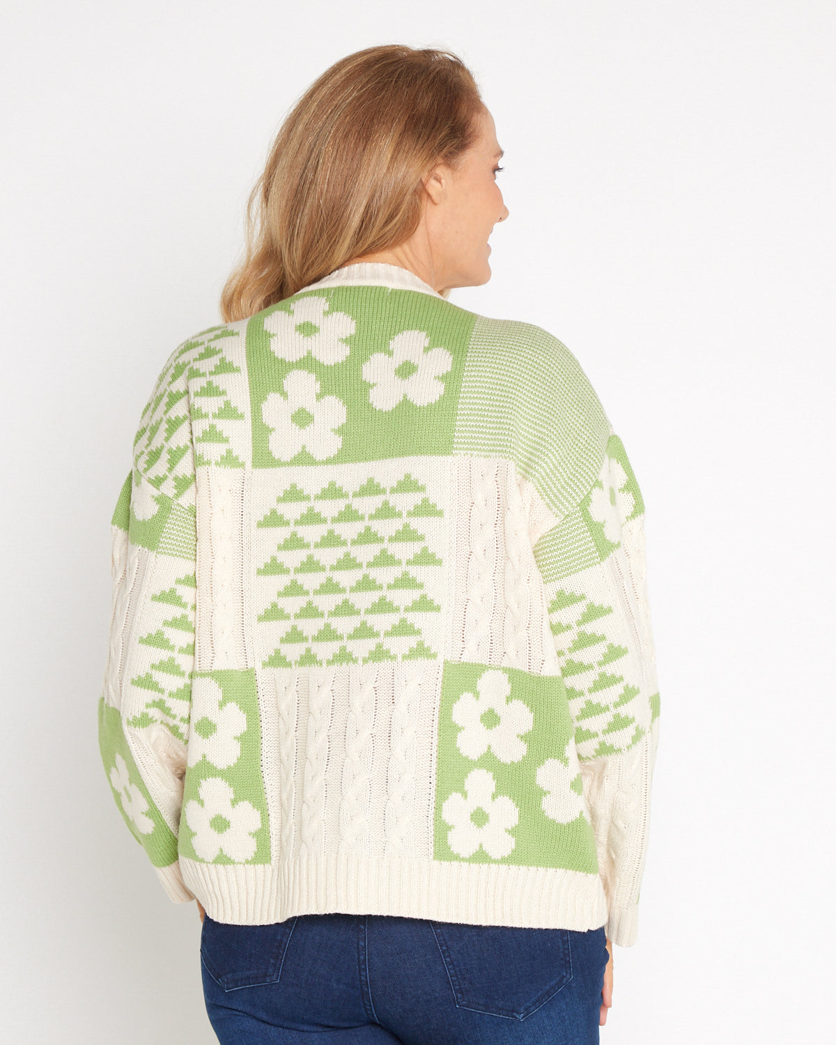 Abby Cable Knit - Cream/Apple Floral Patch