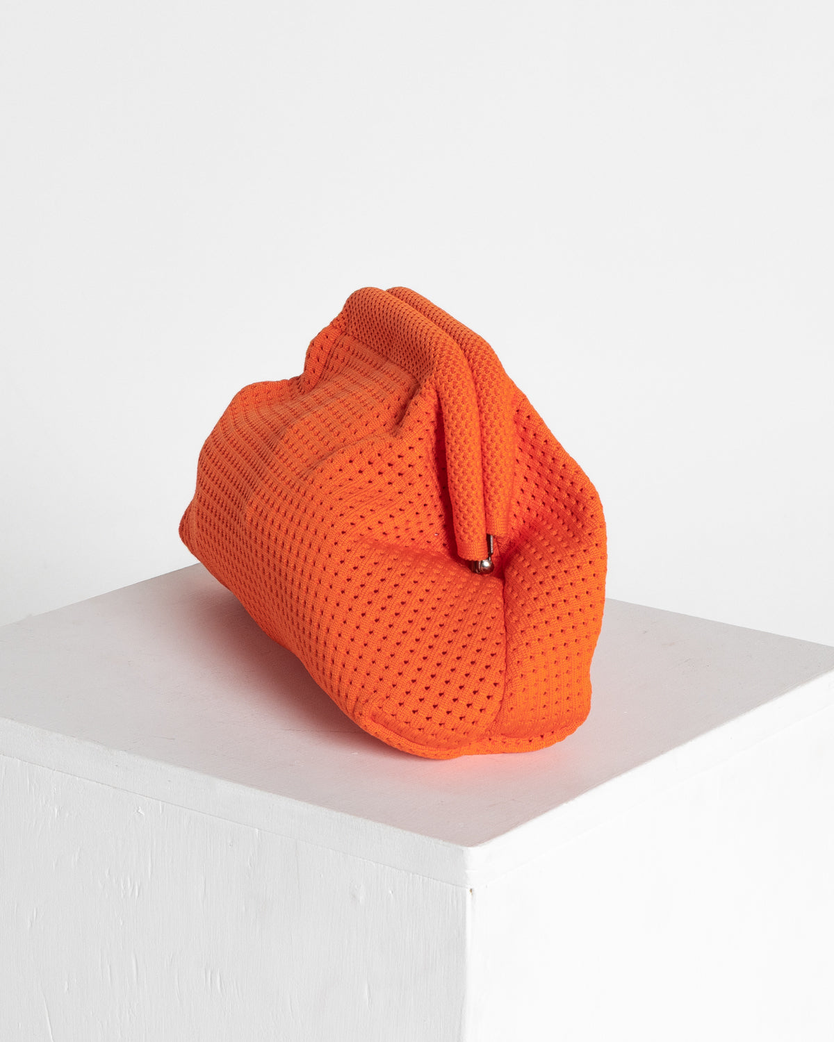 Adelaide Perforated Knit Clutch - Orange