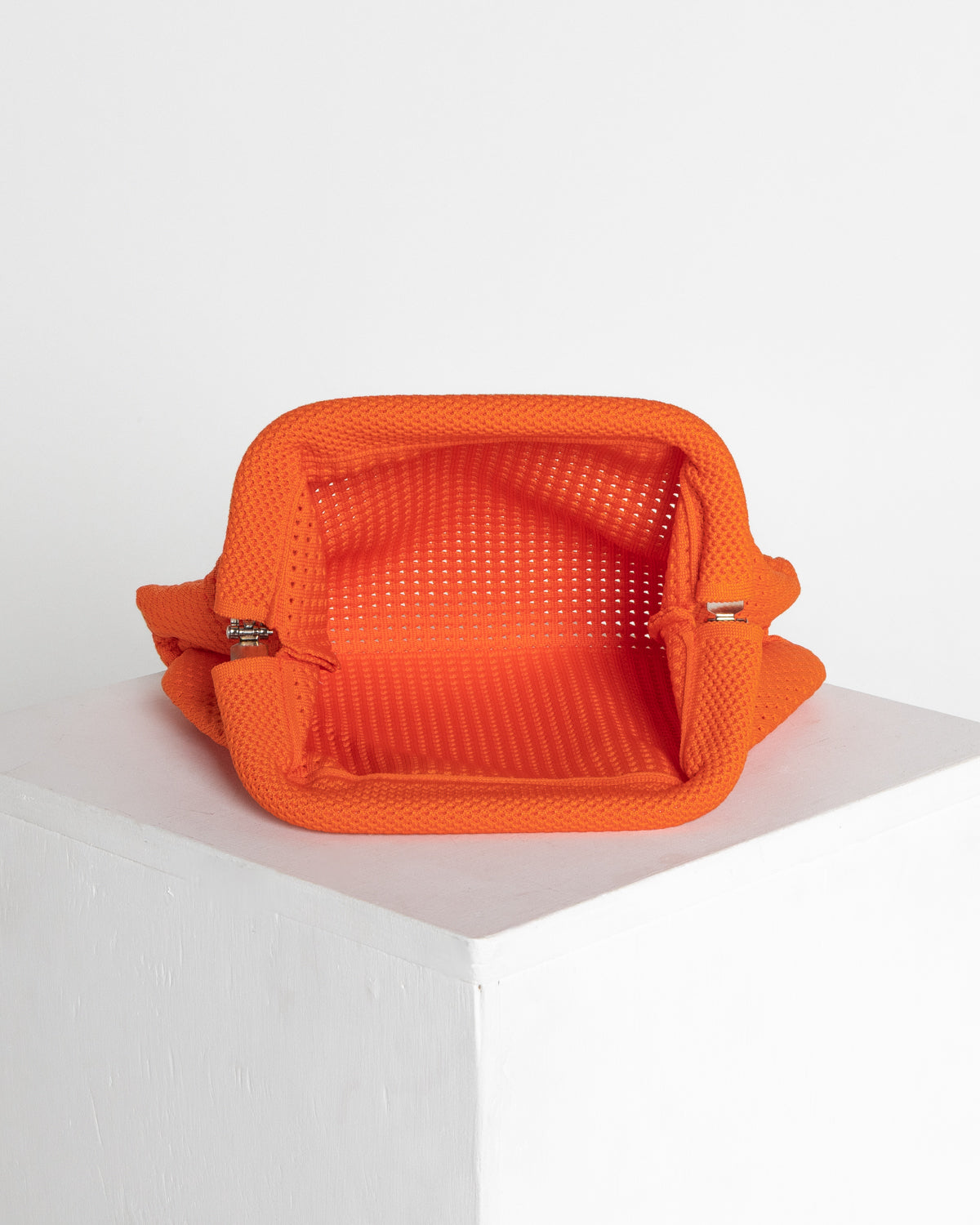 Adelaide Perforated Knit Clutch - Orange