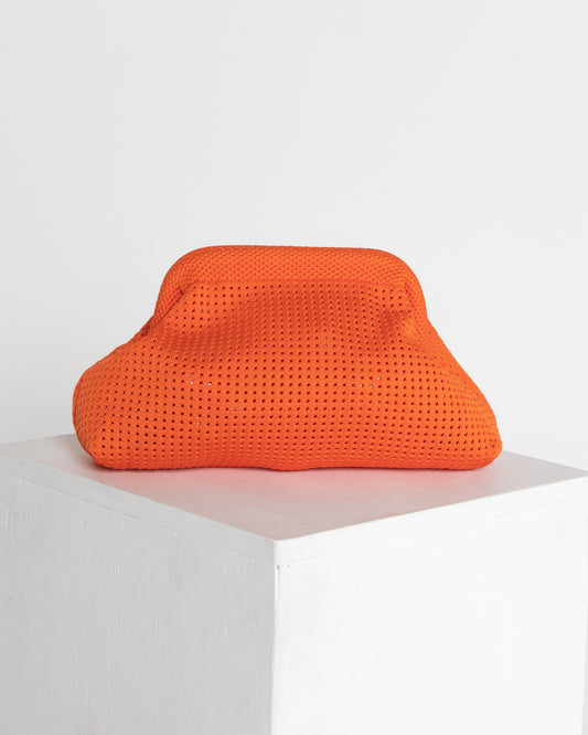 Adelaide Perforated Knit Clutch - Orange